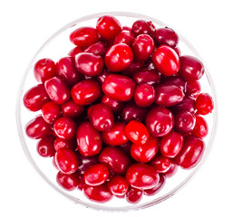 Red ripe berries of Cornus mas