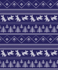 Fototapeta premium Christmas New Year's winter seamless festive Norwegian pixel pattern - Scandinavian style