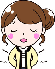 女性会社員OLのおなかが痛い体調不良