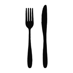 cutlery fork and knife vector silhouette. isolated objects