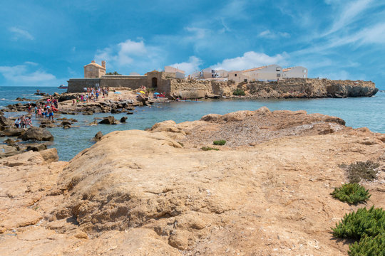 Tabarca Island, western part of the island. View of beach in spain.