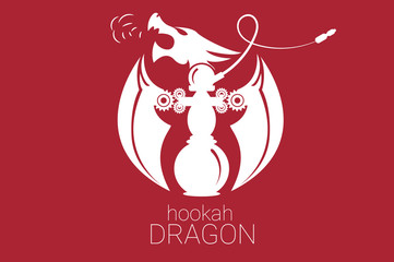 Hookah dragon. Mechanical dragon with gears and large wings.
