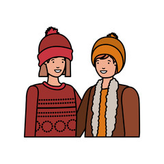 Obraz premium couple with winter clothes avatar character