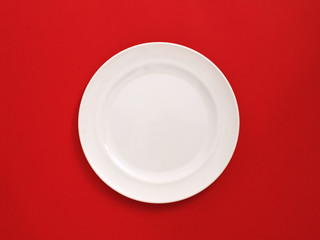plate on red background