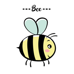 Color illustration of a bee. Vector isolated illustration.