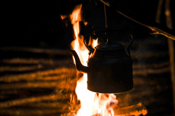 Tea over campfire