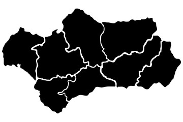 Mapa negro de Andalucía.  - obrazy, fototapety, plakaty