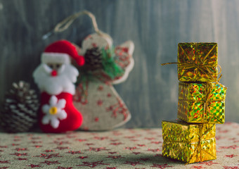 Christmas still lifes with santa claus and balls