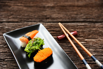 Sushi Set in Ceramic plate oriental Japanese food style