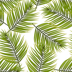 palm leaves tropical branch vector pattern background