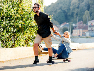 Skateboarding on the streets of the city