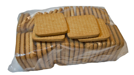 cookies and packaging on white background