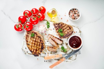 Grilled meat, bbq beef steak