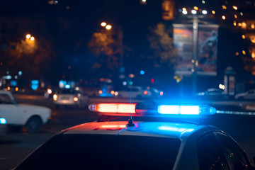 Plakat Police car at night