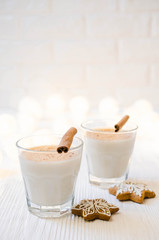 Christmas Milk Cocktail Eggnog with Spice and Gingerbread.