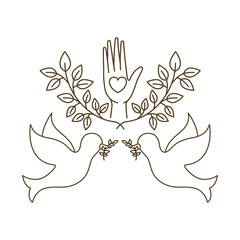 open hands with human rights with heart avatar character