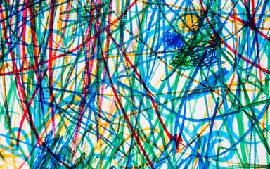 Traces of colored pencils on paper as background