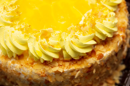 Cake With Yellow Cream And Pineapple