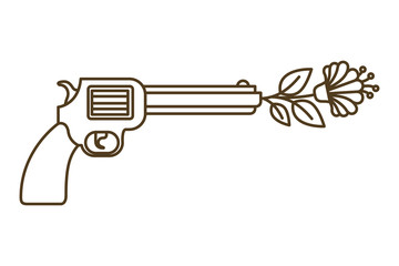 pistol with flower isolated icon