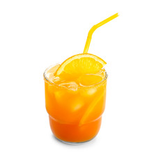 Fresh summer cocktail in glass on white background