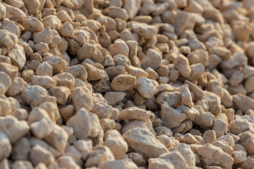 White gravel on a construction site as an abstract background