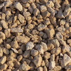White gravel on a construction site as an abstract background