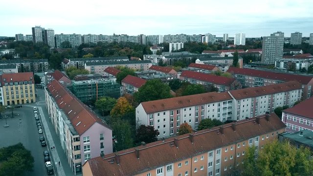 Aerial view of apartment houses in Frankfurt on the Oder, Germany