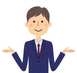 ビジネスマン　両手を広げる