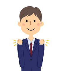 ビジネスマン　ガッツポーズ