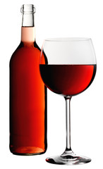 RED WINE BOTTLE AND GLASS CUT OUT