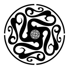 Obraz premium Black ornament with celtic elements. Vector illustration isolated on white background.