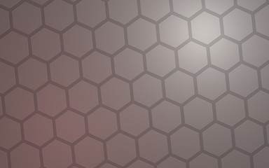 Honeycomb with color lighting, on a gray background. Perspective view on polygon look like honeycomb. Isometric geometry. 3D illustration