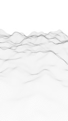 Obraz premium Abstract landscape on a white background. Cyberspace grid. Hi-tech network. Vertical image orientation. 3D illustration