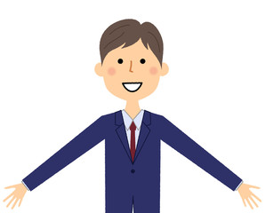 若い男性 両手を広げる