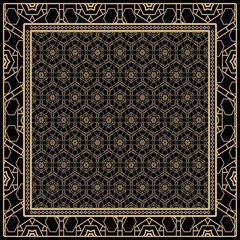 Design print for kerchief. The pattern of geometric floral ornament. Vector illustration. The idea for design prints for neck scarves, carpets, bandanas
