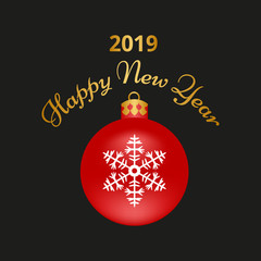Fototapeta na wymiar Happy New Year greeting card on black background.