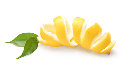 Naklejka na ściany i meble Lemon peel on white background