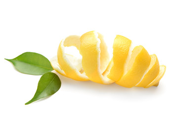 Lemon peel on white background