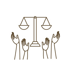 balance of justice and hands receiving isolated icon