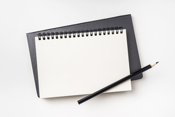 Top view collection of two kraft spiral notebook
