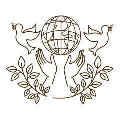 earth globe with hands avatar character