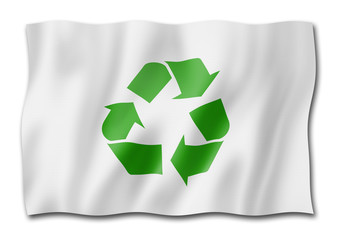 recycling symbol flag isolated on white