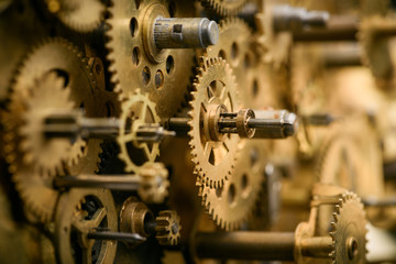 Retro brass gears and cogs mechanism