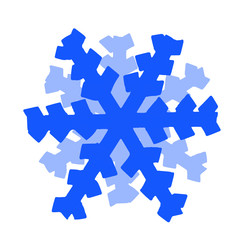 vector hand drawn illustration of blue frozen snow flake on a sky in cold winter or christmas season