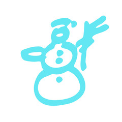 vector hand drawn illustration of simple christmas snowman on white background