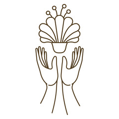 open hands with flower isolated icon