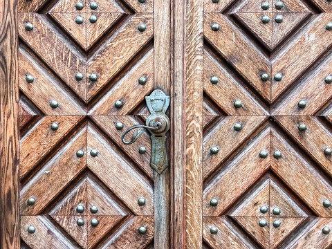 Vintage wooden doors with pattern