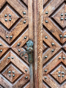 Vintage wooden doors with pattern