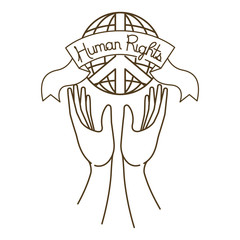 Open hands with human rights symbol