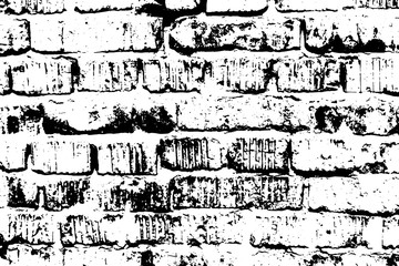 Obraz premium Grunge old brick texture. Vector black and white illustration